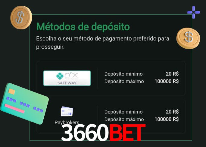 O cassino 3660Bet oferece uma grande variedade de métodos de pagamento